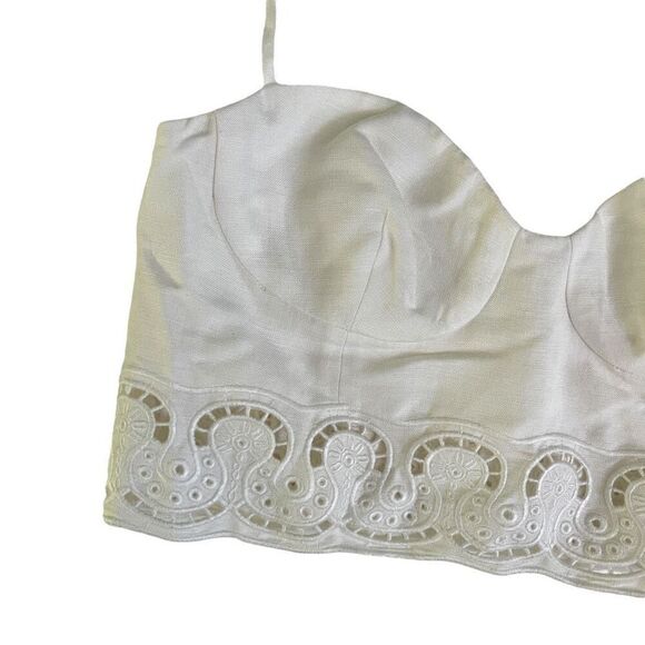 SIMKHAI Sherri Scarf Embroidered Linen‎ Top in White - Picture 4 of 7